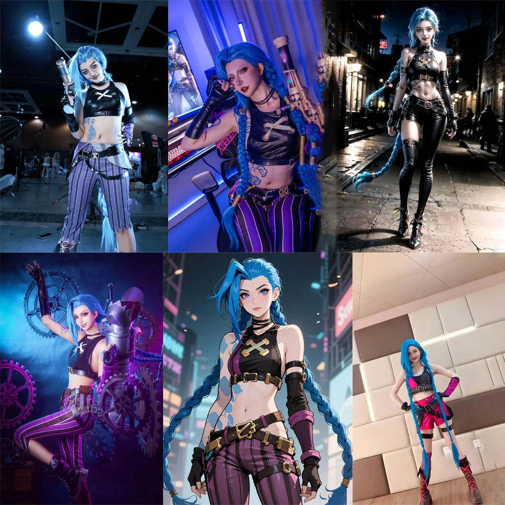 Высококачественные синтетические волосы для косплея arcane battle jinx - Фотография_6