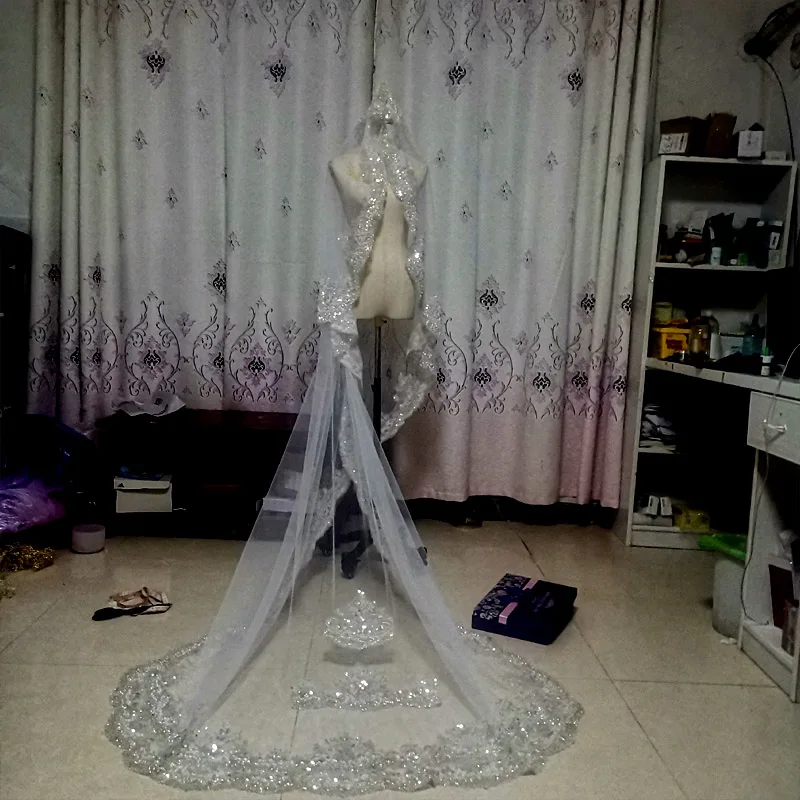 Блестящая светящаяся роскошная вуаль с бриллиантами - Фотография_4