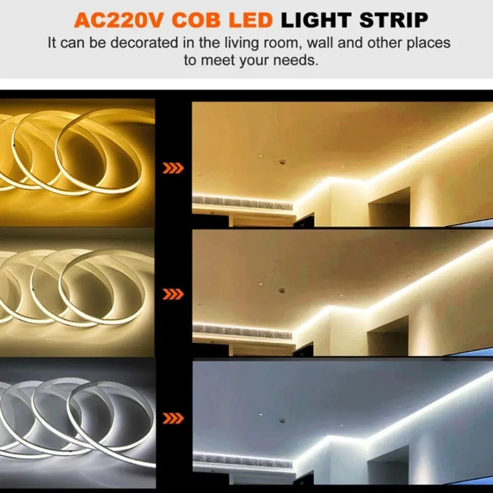 1-5 м cob светодиодная лента 220 - Фотография_5