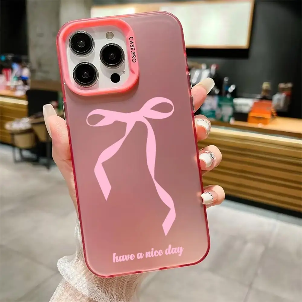 Креативный чехол для телефона с розовым бантом подходит для iphone 17 - Фотография_3
