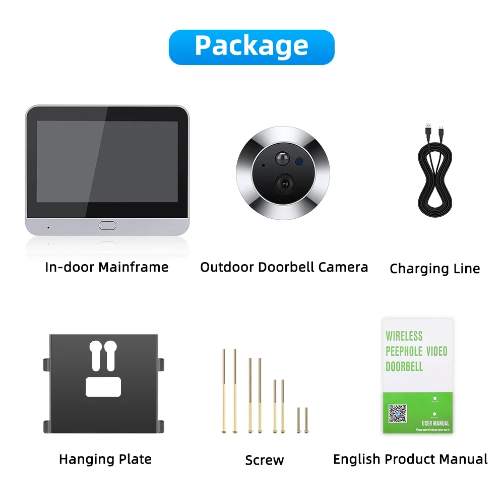 Tuya smart 3mp уличная беспроводная дверная глазок видеоглазок камера 2 - Фотография_6