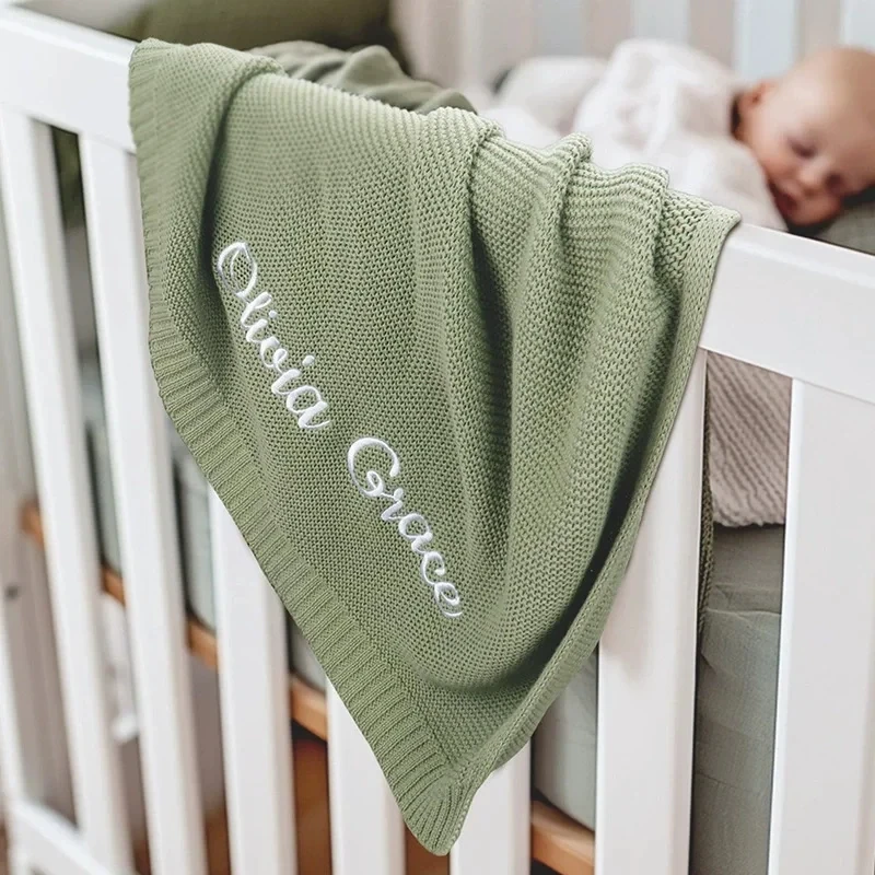 Хлопковое вязаное одеяло 100x80