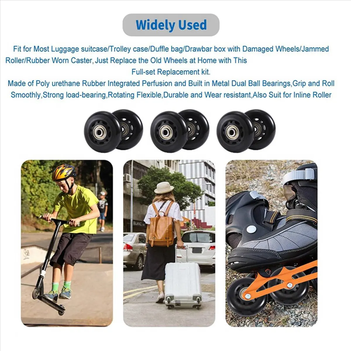 Abqr 60x18 мм, набор из 2 сменных колес для чемодана - Фотография_5