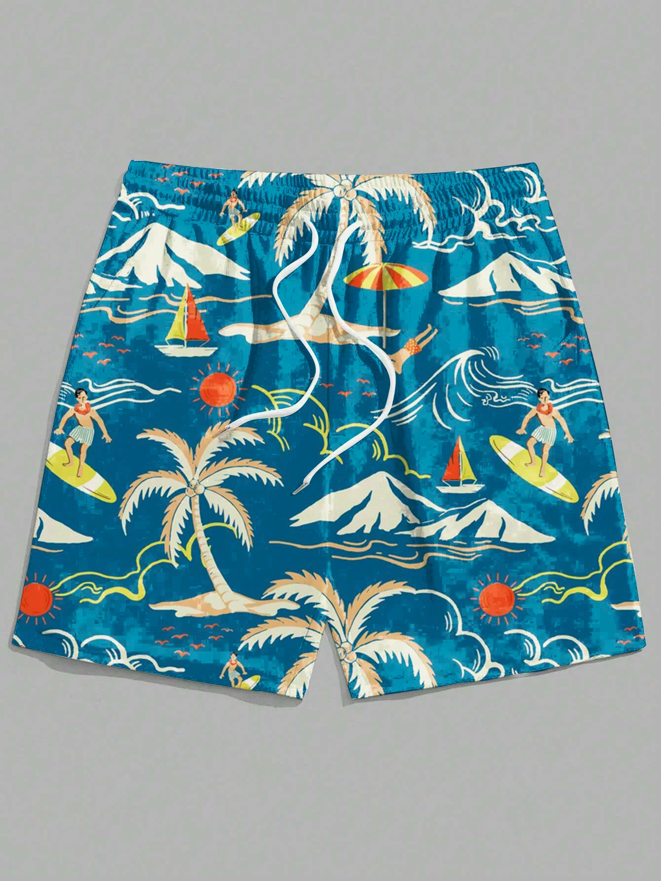 Мужские гавайские плавки с 3d гавайским растительным узором - Фотография_2