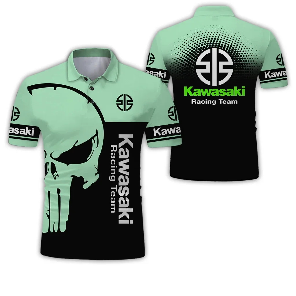 Новая мотоциклетная летняя мужская рубашка поло с 3d принтом - Фотография_4