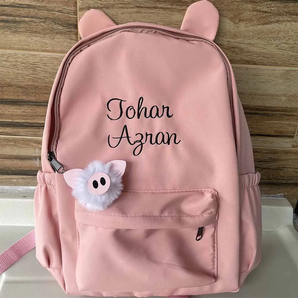 Персонализированная вышитая однотонная сумка с кроличьими ушками