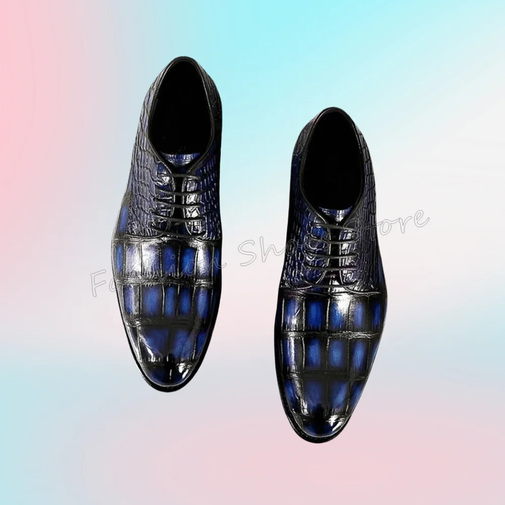 Мужские модельные синие крокодиловые
