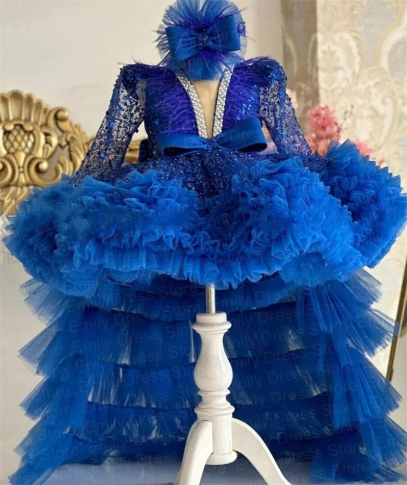 Королевское синее платье с цветочным - Фотография_4