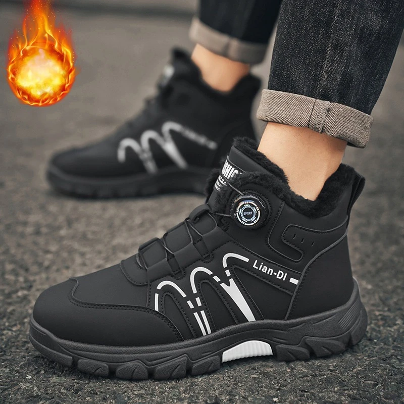 Модные плюшевые мужские высокие ботинки - Фотография_4