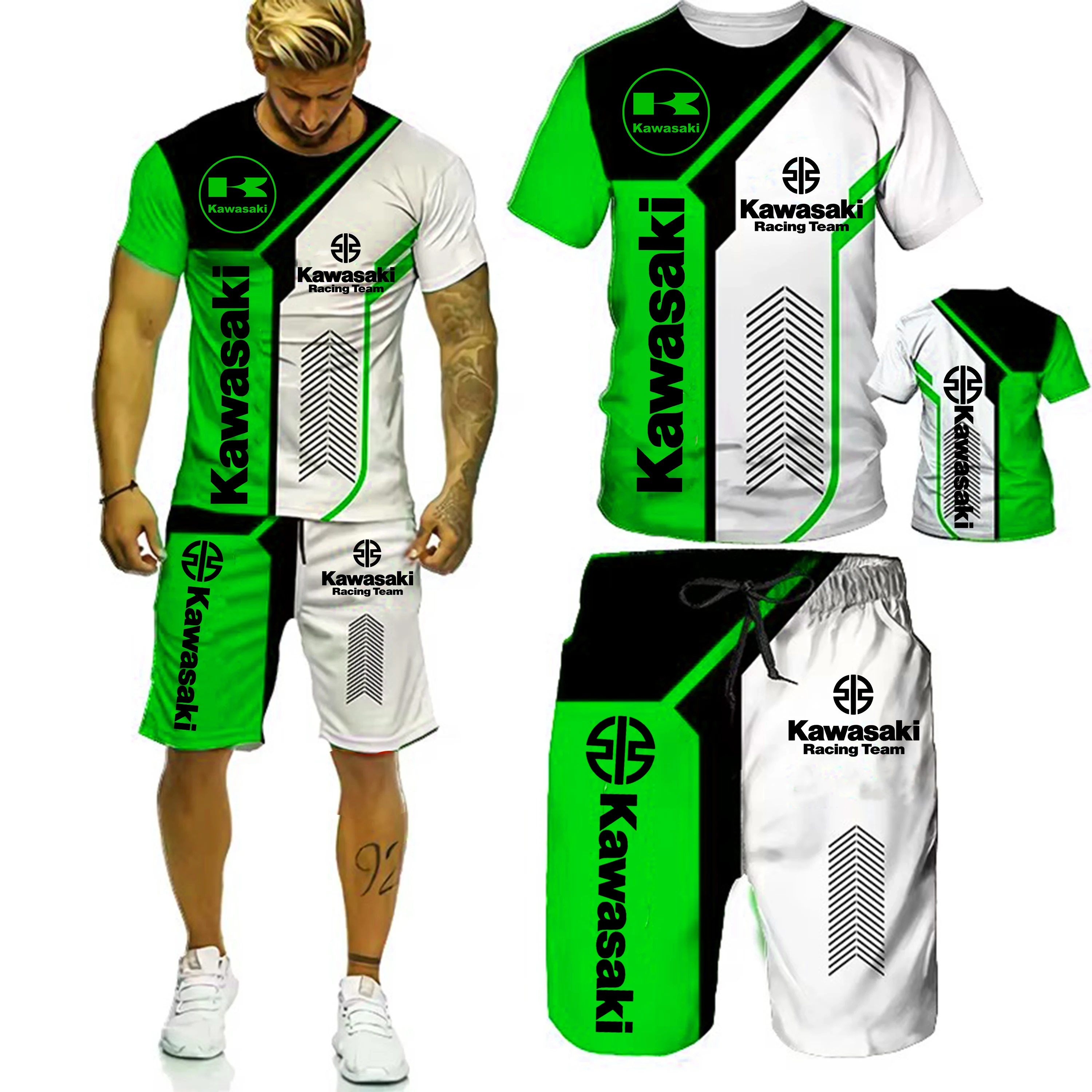Новая летняя мужская футболка kawasaki racing с 3d принтом - Фотография_4
