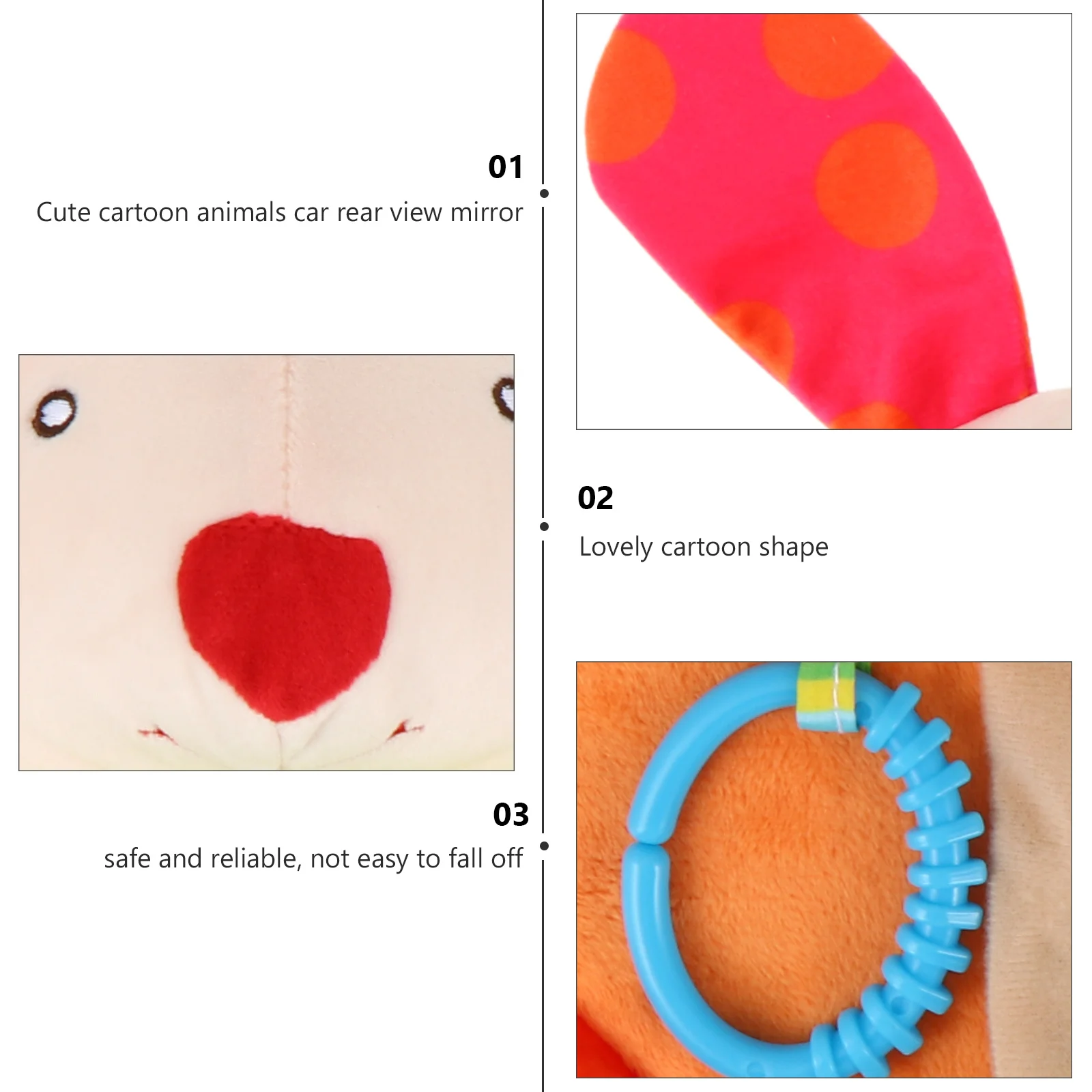 Детское автомобильное зеркало с мультяшными животными - Фотография_2