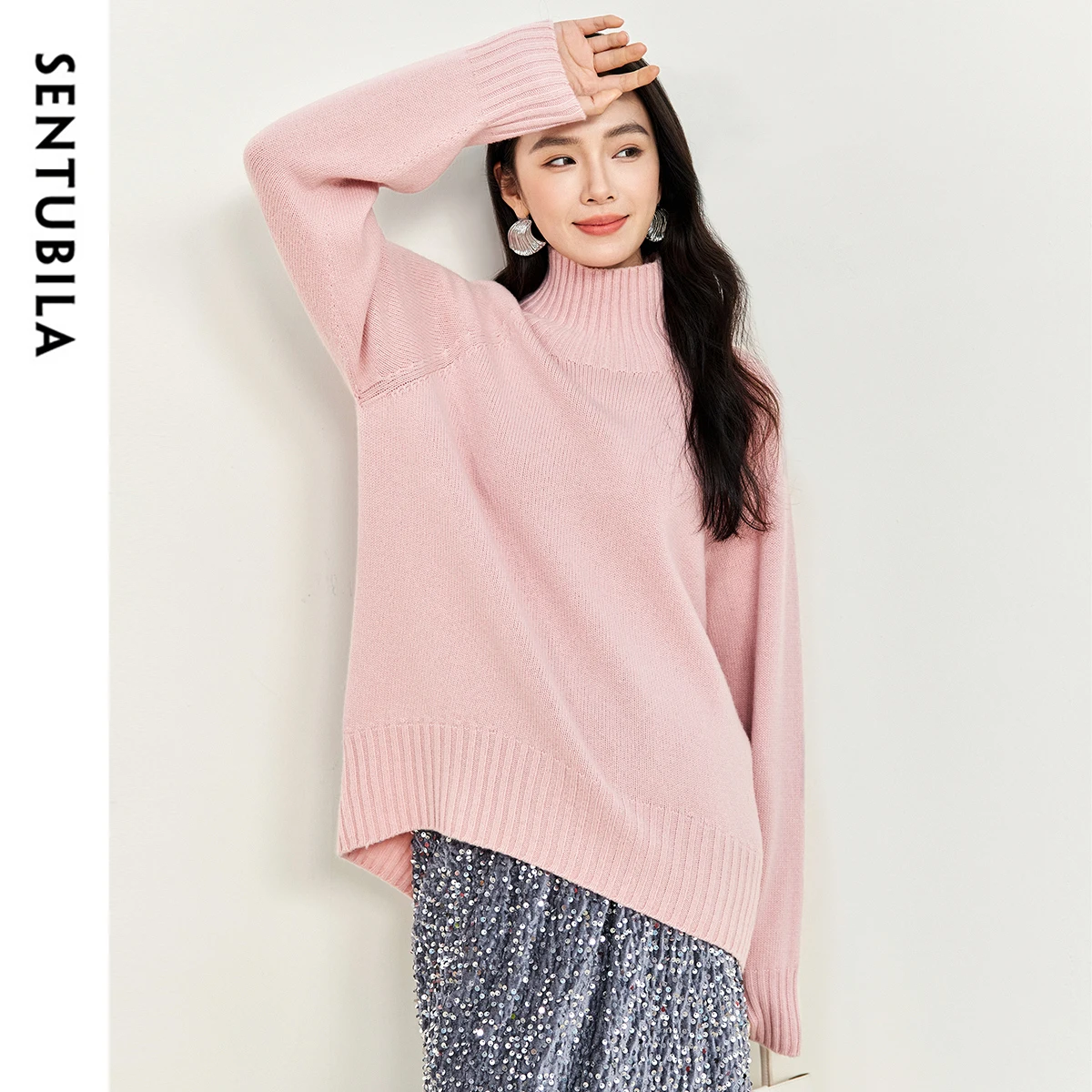 Sentubila женский свитер с воротником из 100% шерсти