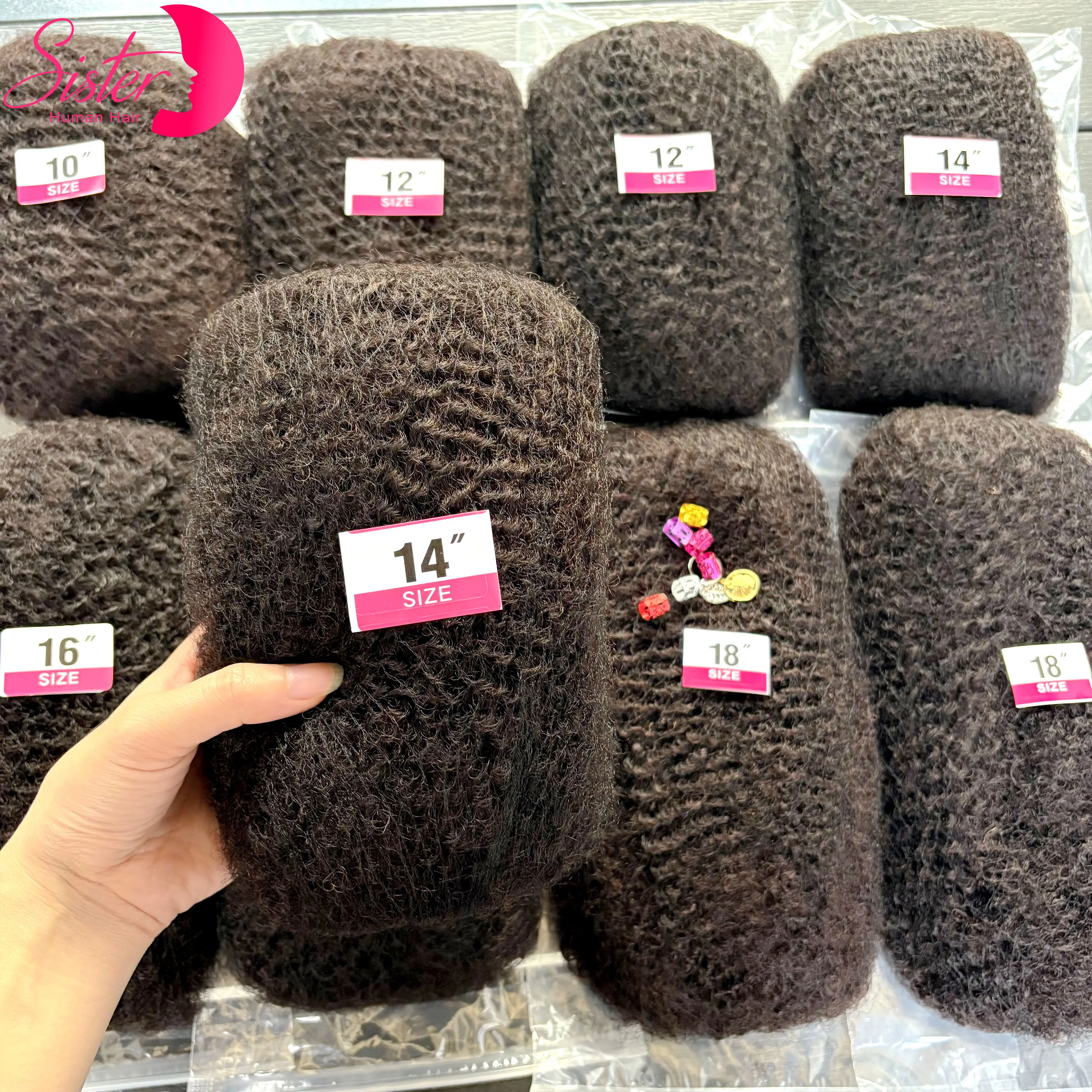 10-18 дюймов 4c афро-кудрявые объемные человеческие волосы без утка