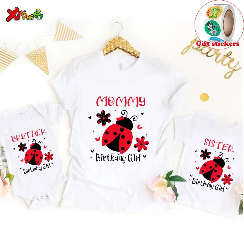 Футболка с изображением божьей коровки для именинницы