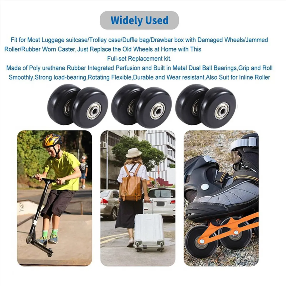 Abqr 50x18 мм, набор из 2 сменных колес для чемодана - Фотография_5