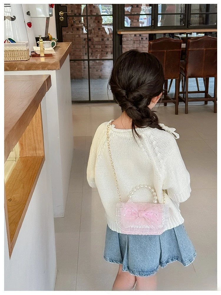 Квадратные сумки на плечо с милым бантом для маленьких девочек - Фотография_3