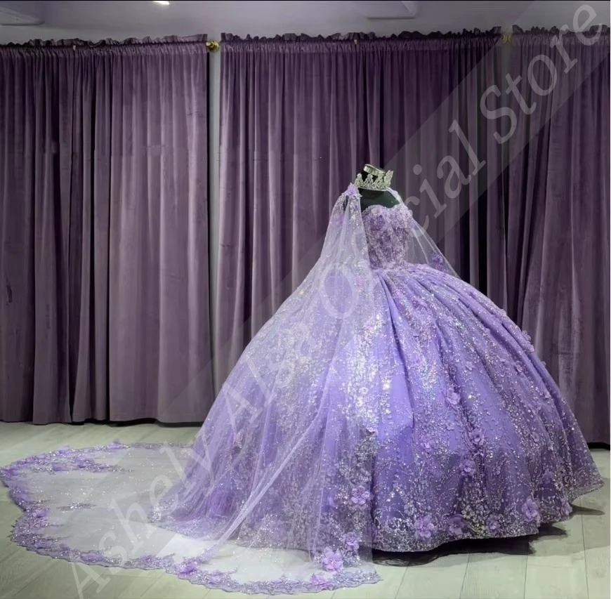 Роскошные сиреневые платья quinceanera - Фотография_3