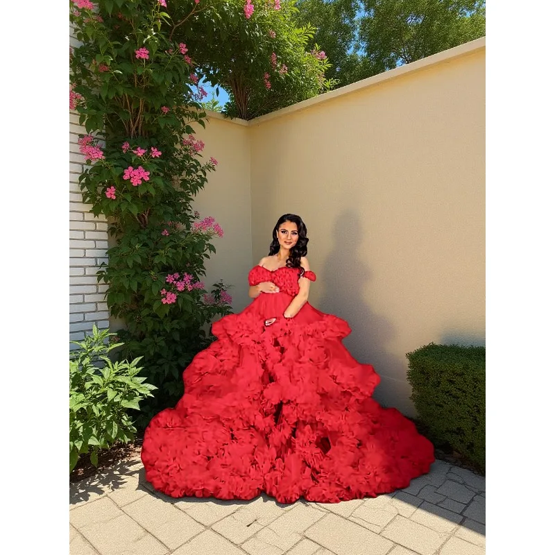 Пышный тюлевой халат с разрезом спереди - Фотография_2