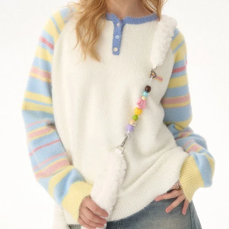 Dopamine sweater rainbow striped