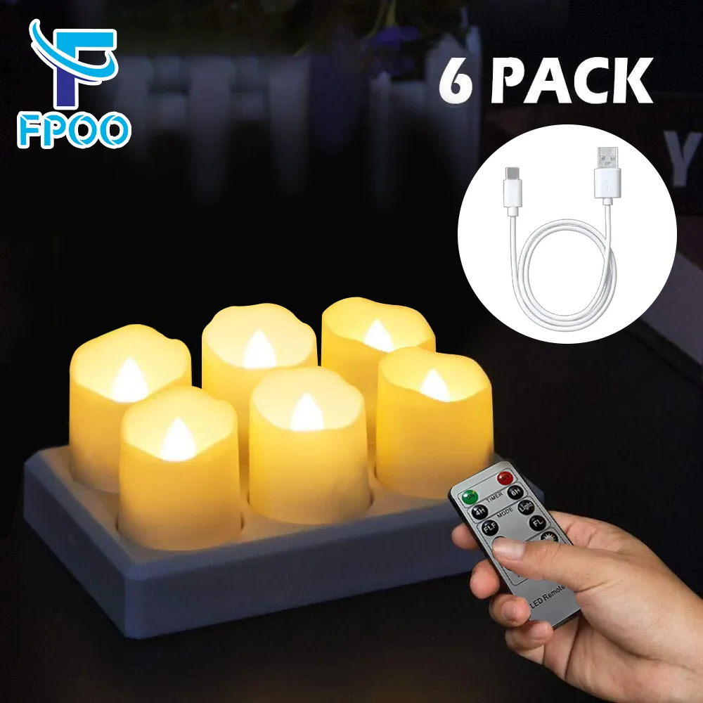 6pcs светодиодные свечи usb зарядки