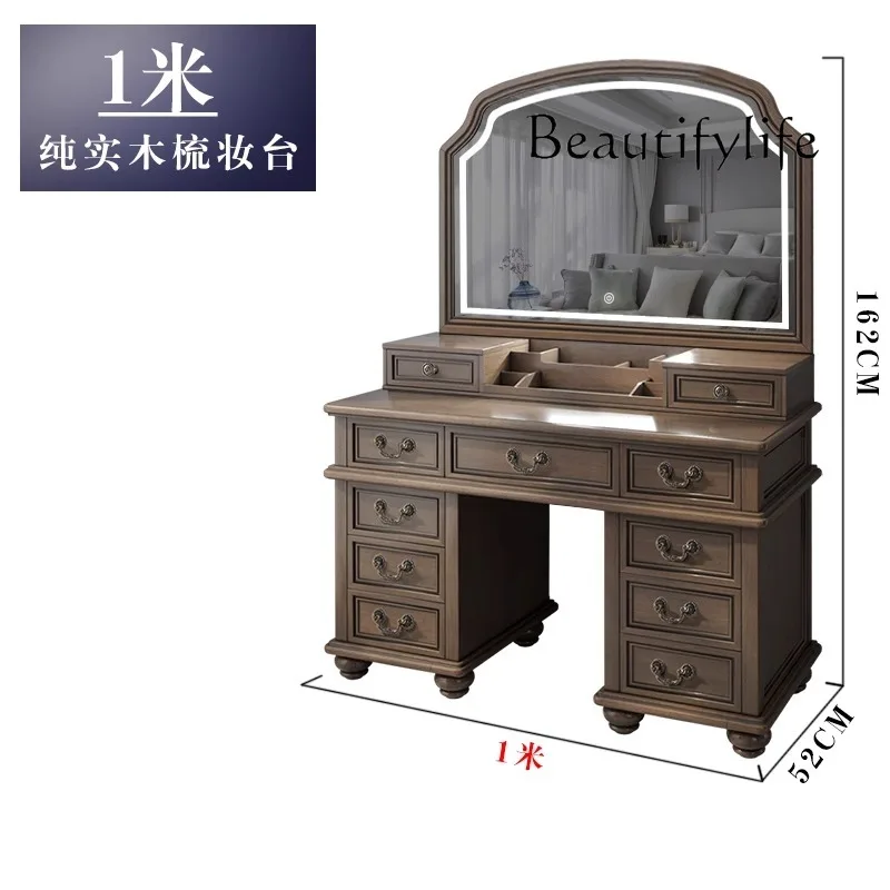 Большое зеркало большой емкости из чистого массива дерева с лампой - Фотография_2