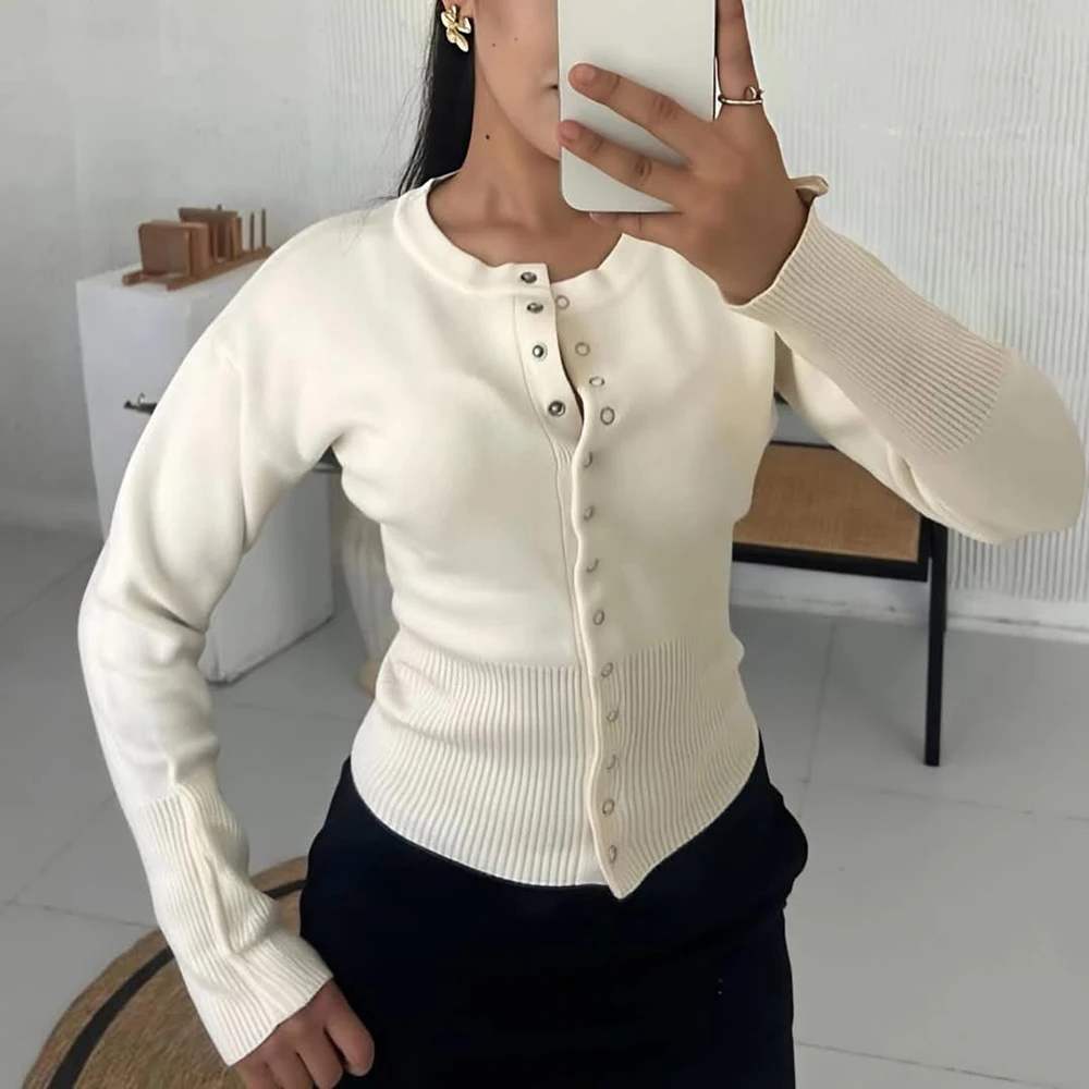 Tuularose женский весенний кардиган с круглым вырезом и пуговицами