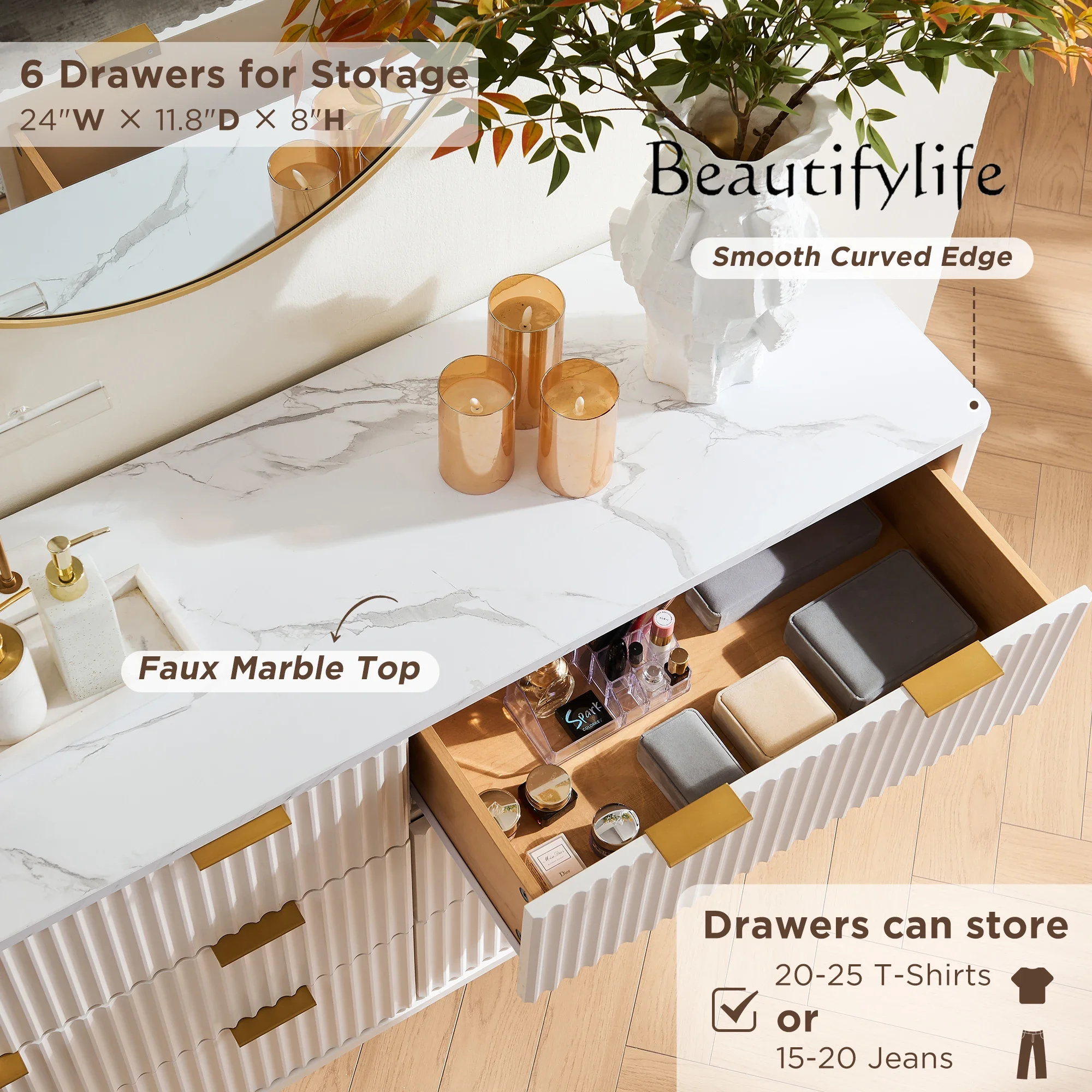 Комод bj redlemon с 6 рифлеными ящиками - Фотография_6