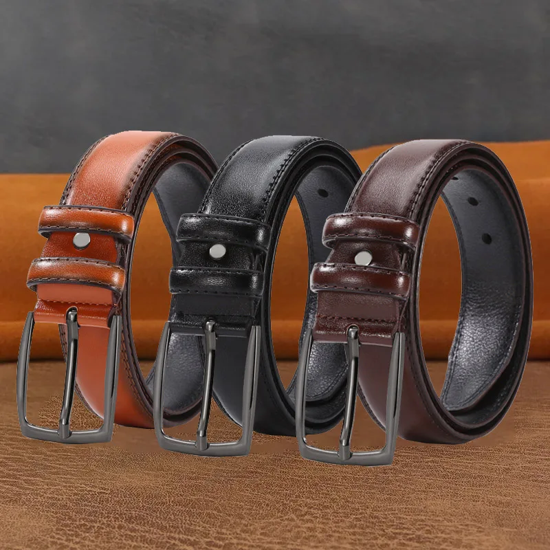 Мужской кожаный ремень с пряжкой - Фотография_2