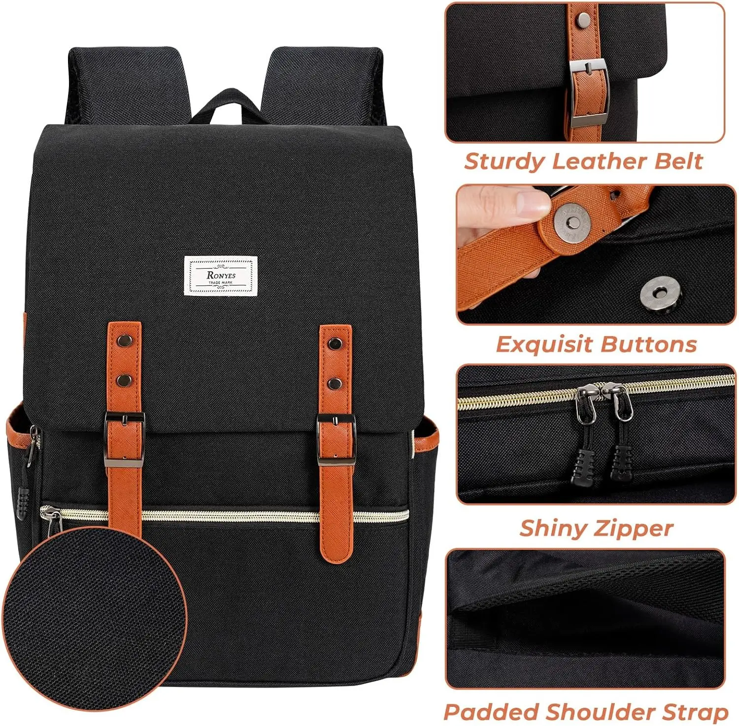 Винтажный рюкзак для ноутбука ronyes для женщин и мужчин - Фотография_4