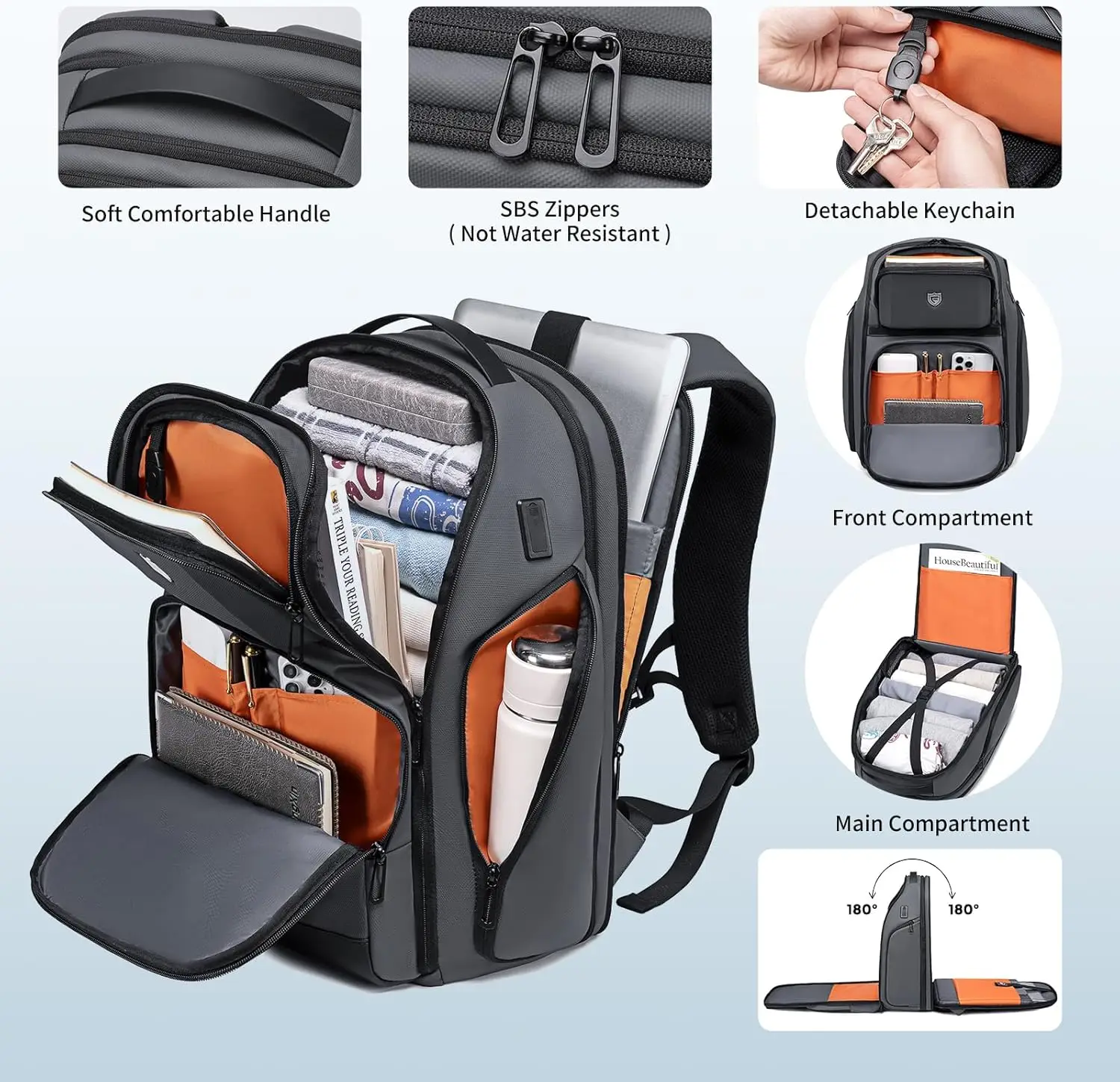 Серый деловой рюкзак для мужчин - Фотография_5