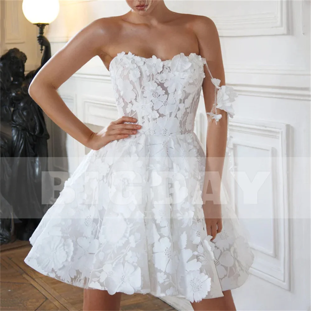 Элегантное короткое кружевное свадебное - Фотография_6