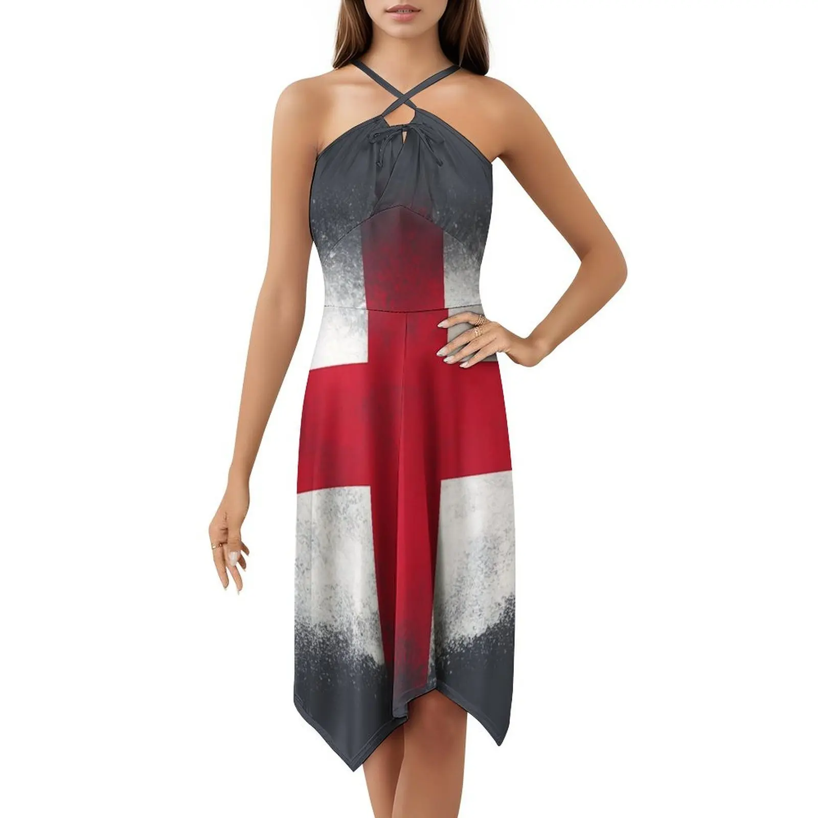 Мини-платье в консервативном стиле с флагом англии для женщин - Фотография_5