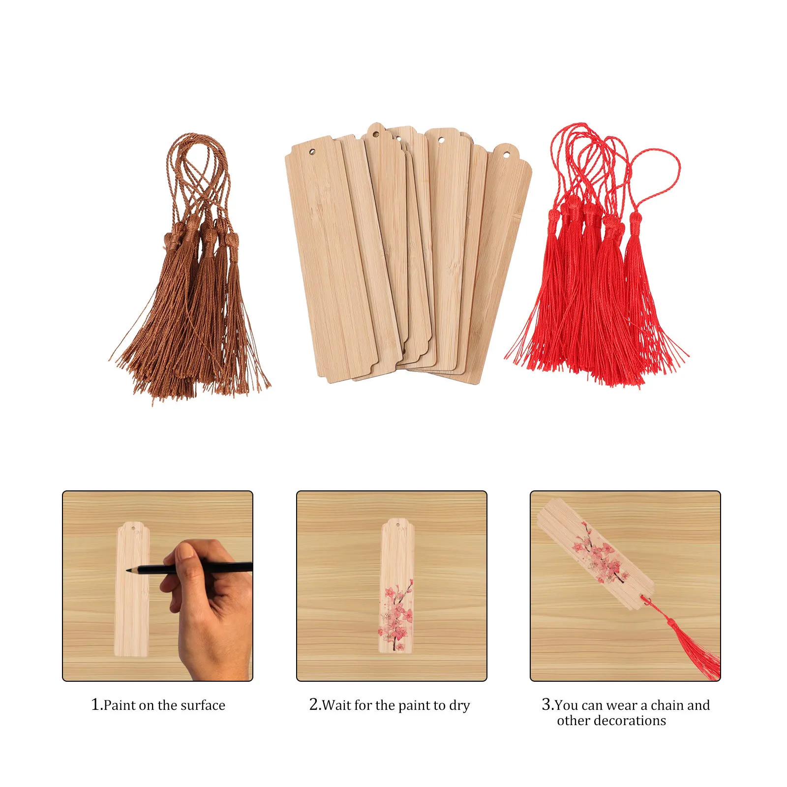 1 комплект, пустые бамбуковые закладки «сделай сам» - Фотография_2