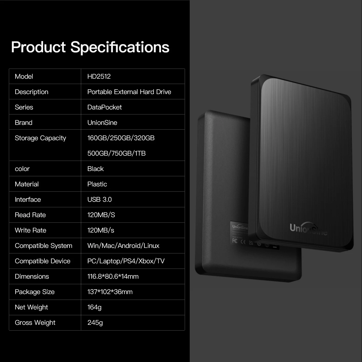 Unionsine hdd 2,5-дюймовый портативный - Фотография_6