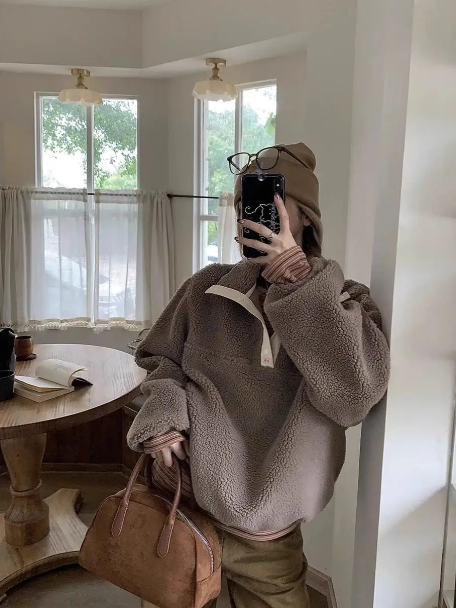 Осенне-зимняя винтажная куртка-свитшот с воротником 2220 - Фотография_2