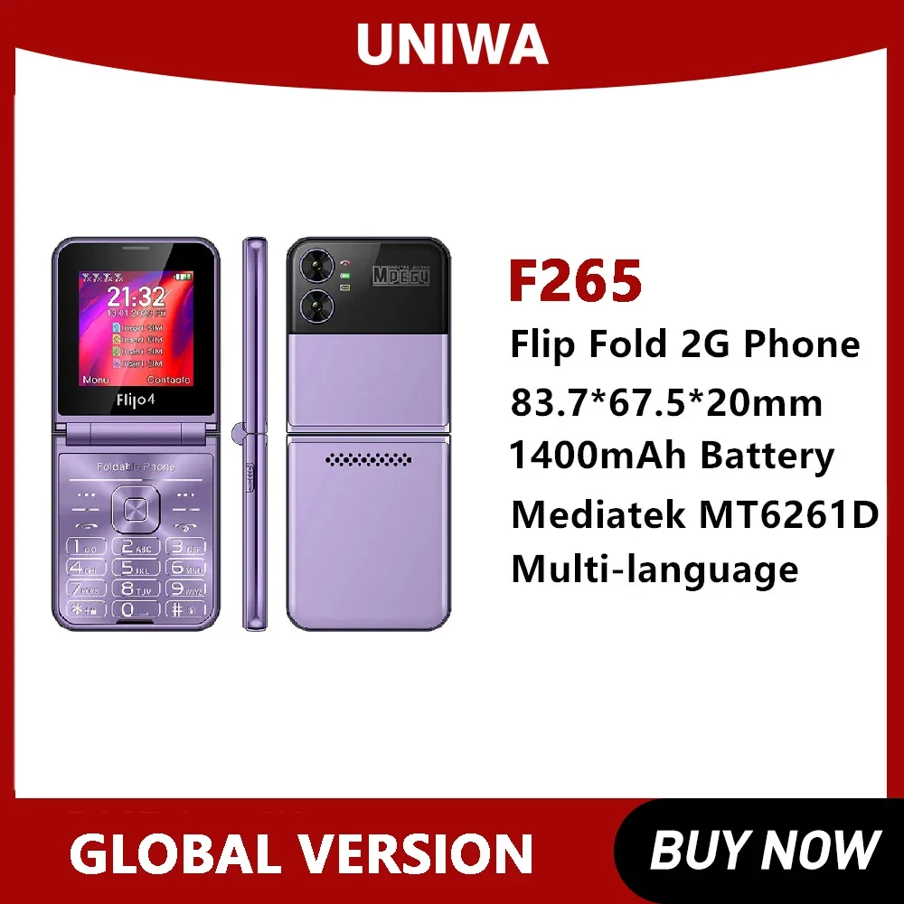 Складной телефон-раскладушка uniwa f265