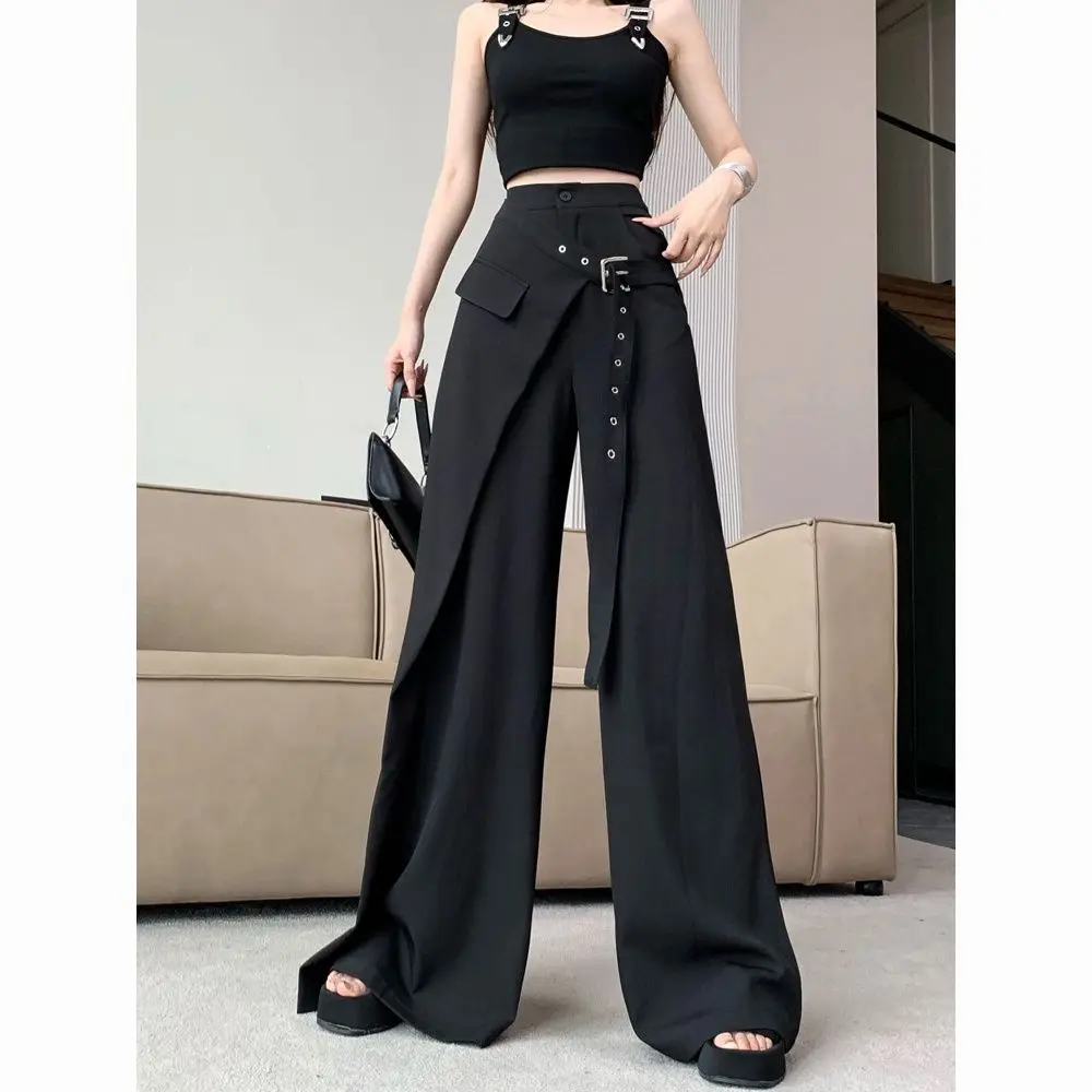 Черные нестандартные широкие брюки - Фотография_6