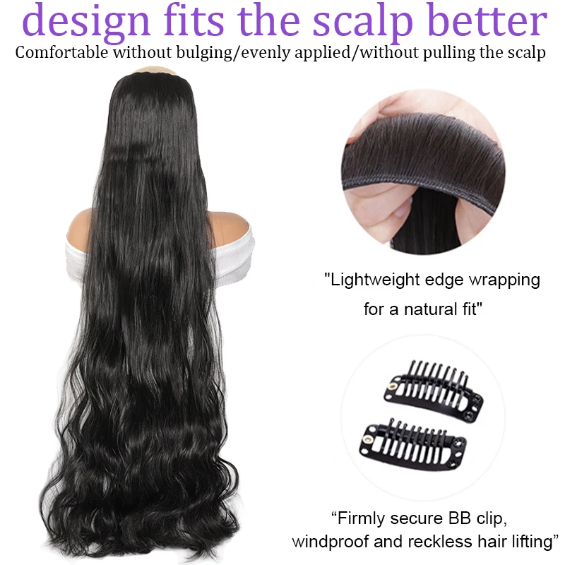 40-дюймовые ультра длинные волнистые заколки для наращивания волос - Фотография_3