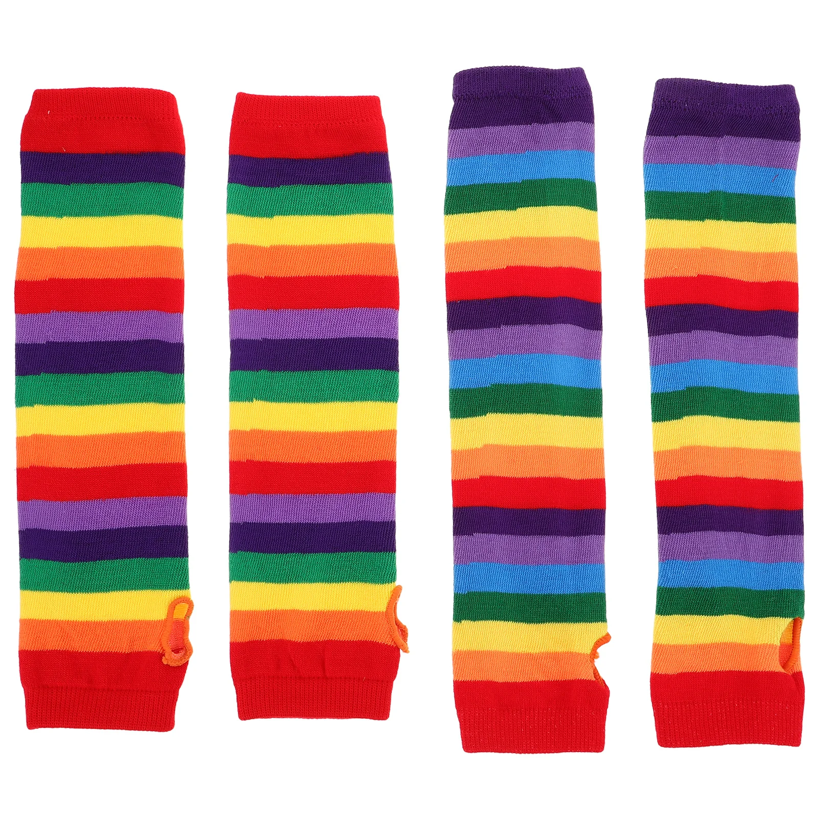 2 пары радужных перчаток ручной вязки без пальцев