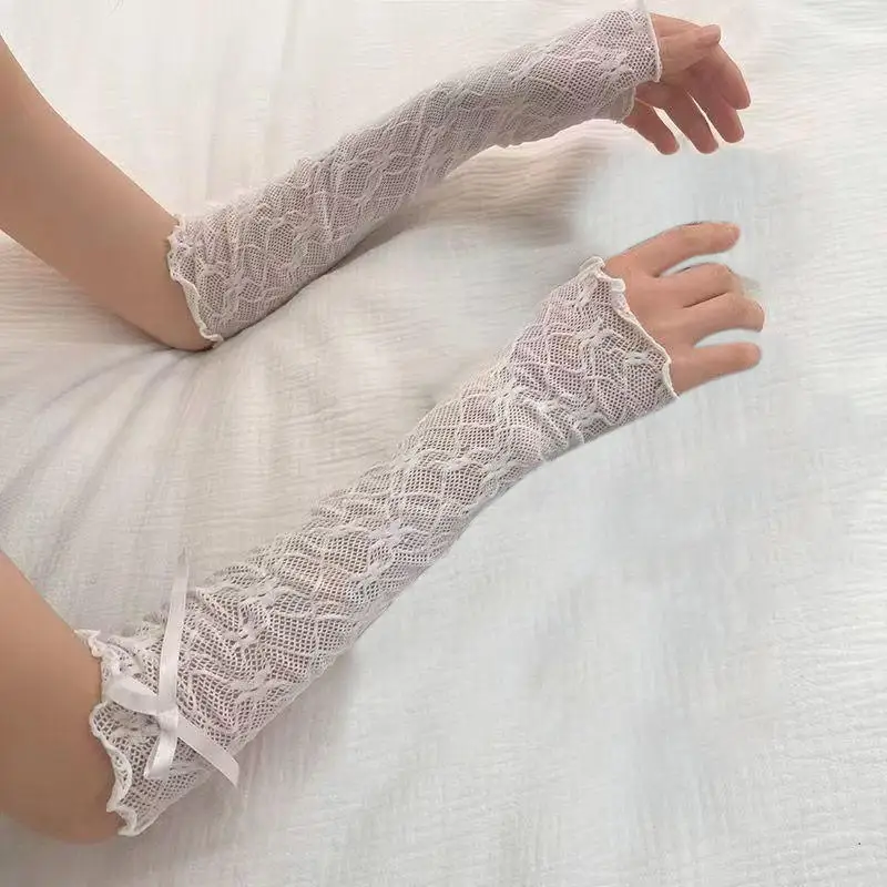 Кружевные перчатки y2k с рюшами - Фотография_3