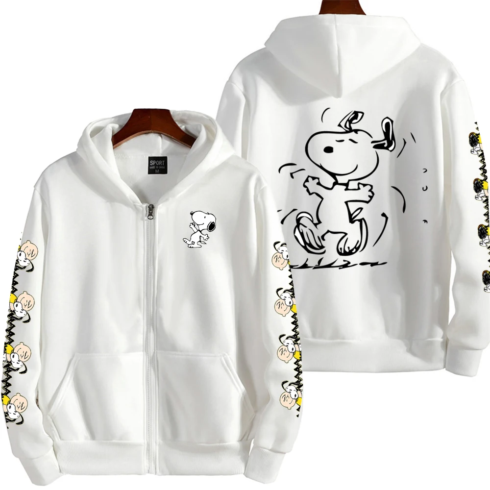 Мужская осенне-зимняя толстовка на молнии с милым арахисом snoopy - Фотография_4