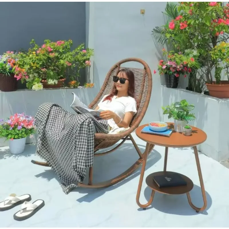 Кресло-качалка для отдыха с веревочным плетением - Фотография_5