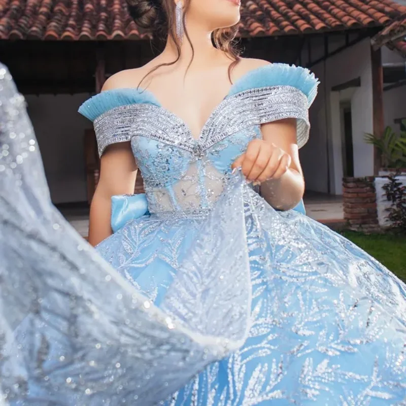 Блестящее платье quinceanera цвета