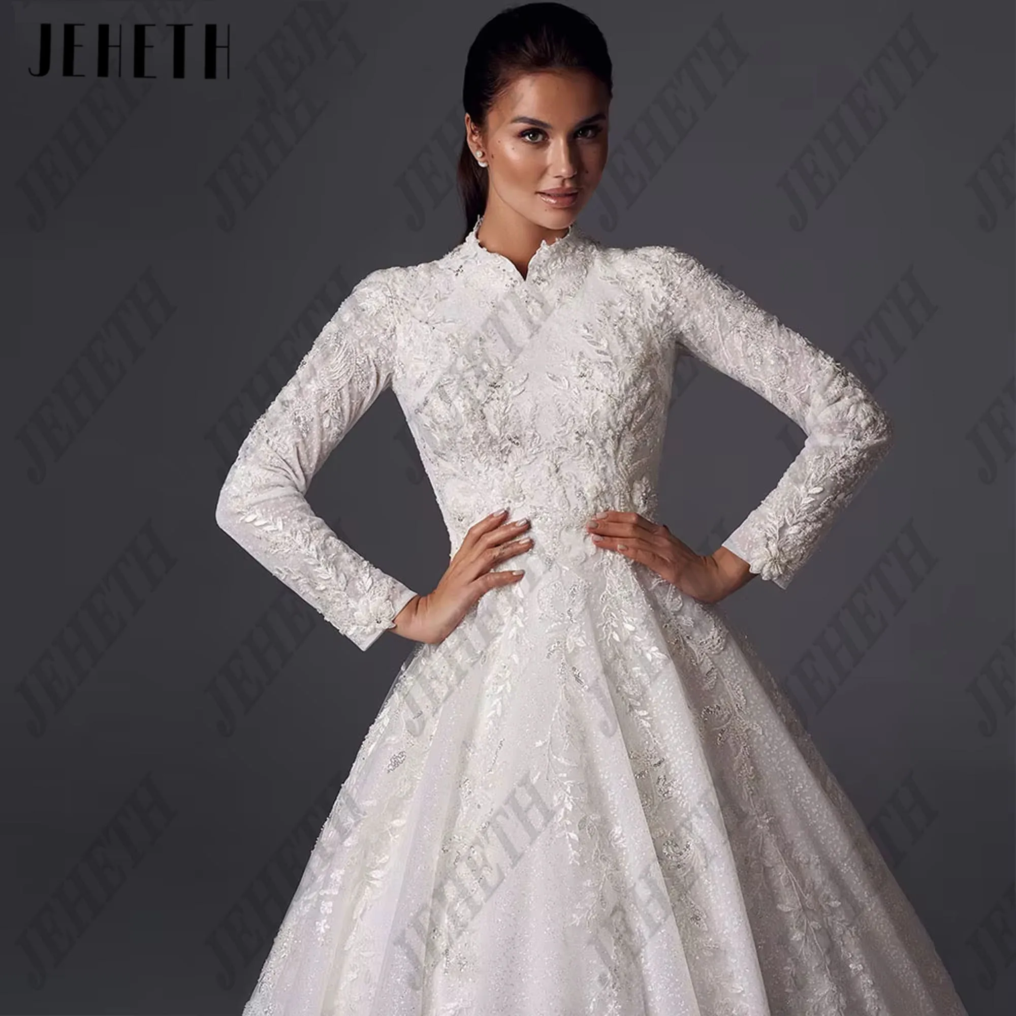 Jeheth мусульманское свадебное платье трапециевидной формы - Фотография_3