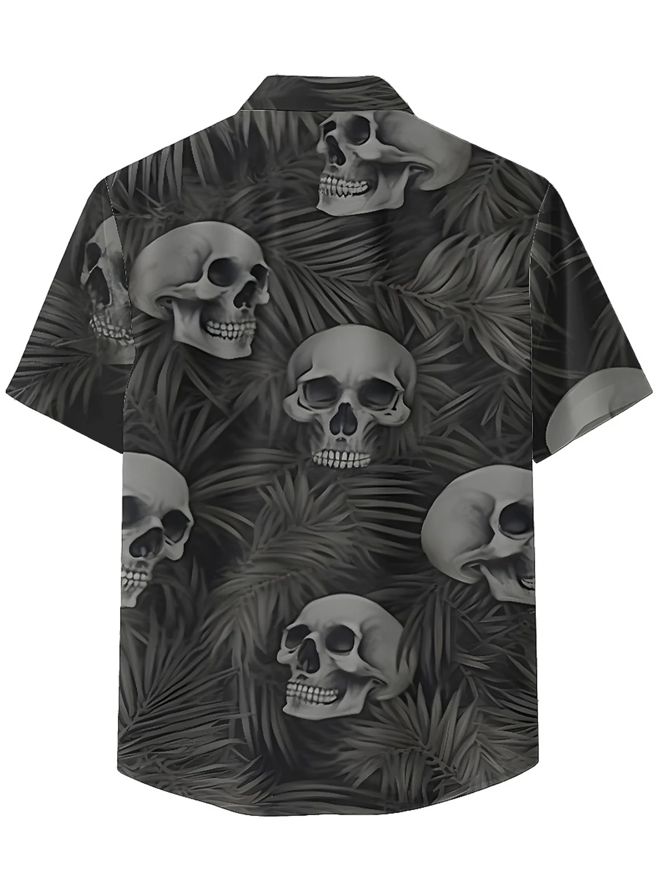 Мужские гавайские рубашки больших размеров с принтом тропического черепа - Фотография_5