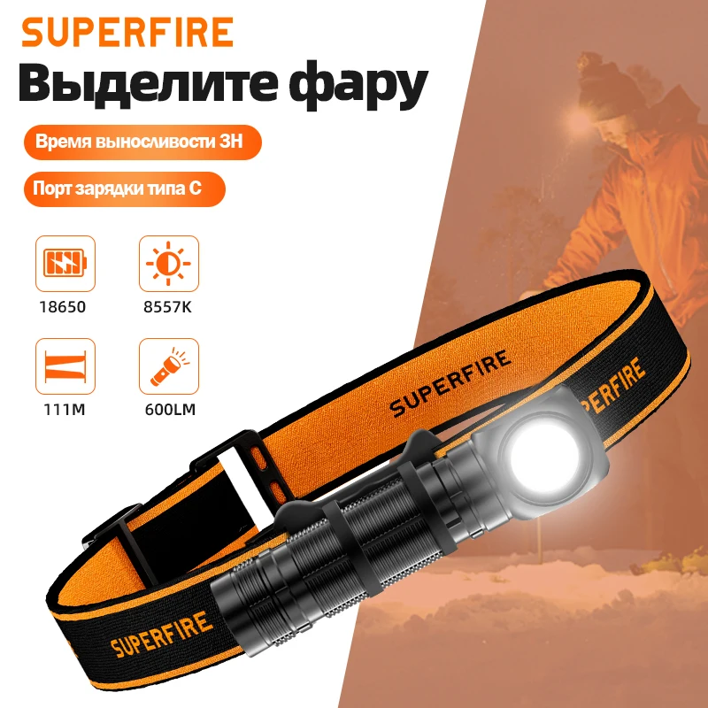 Новый светодиодный налобный фонарь superfire hs60