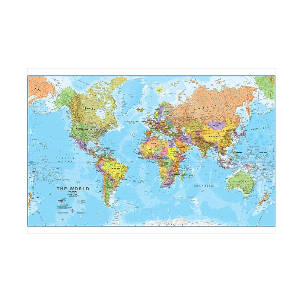 Большой классический виниловый фон с картой мира 225x150 см - Фотография_2