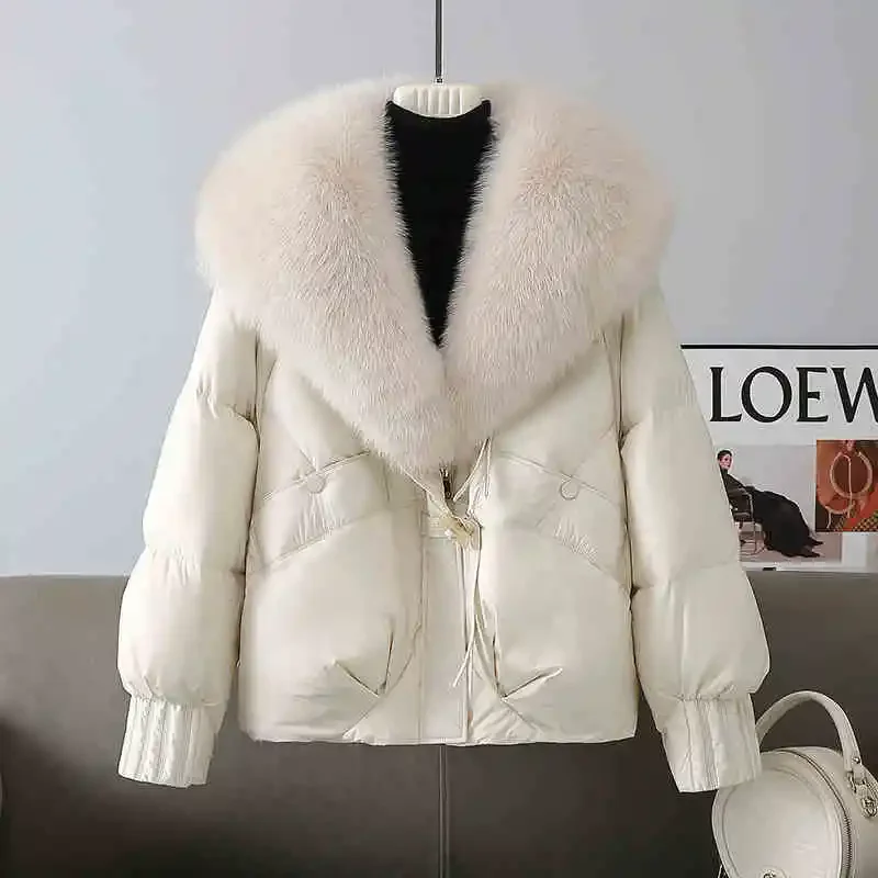 Новая зимняя теплая толстая парка со съемным меховым воротником - Фотография_4