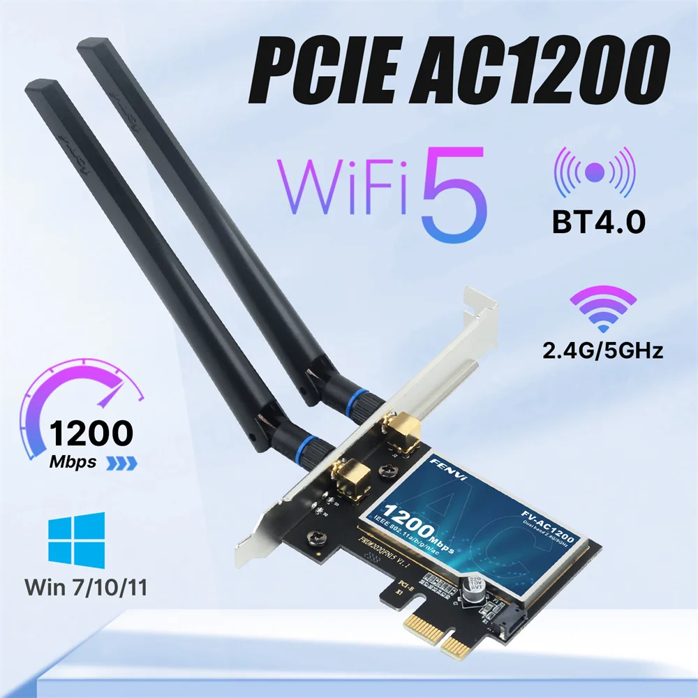 Fenvi wifi5 ac1200 pcie wifi-адаптер bt4