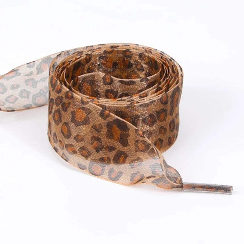 1 пара модных изысканных шнурков с леопардовым принтом для белых туфель - Фотография_5